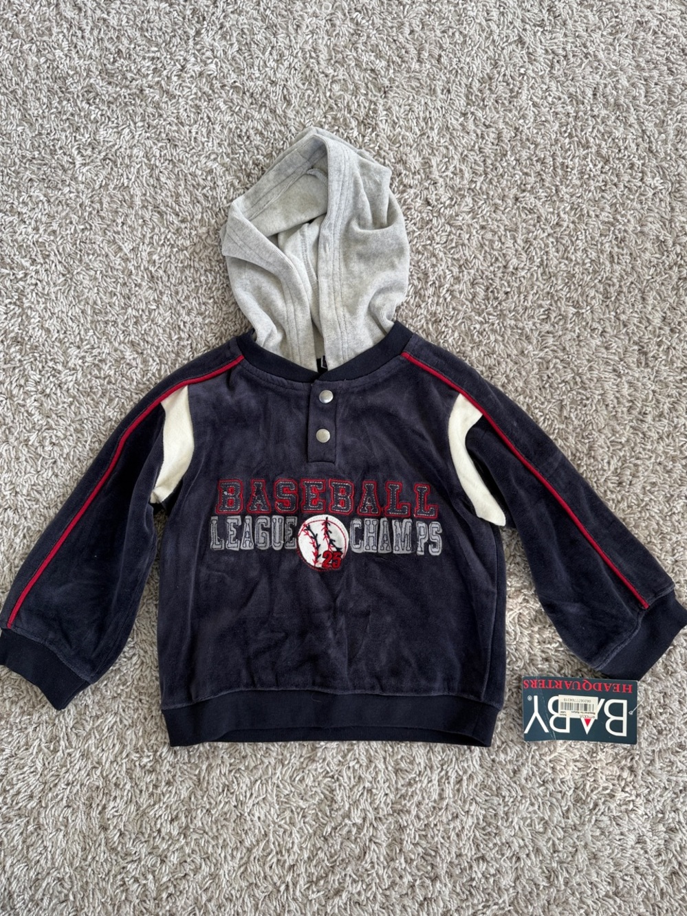 NWT: Toddler Navy Baseball Hoodie Sweatshirt